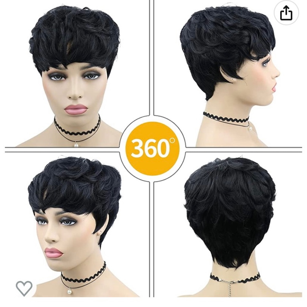 Short pixie cut Human Hair Wig. Never worn. It is in the color 1B!